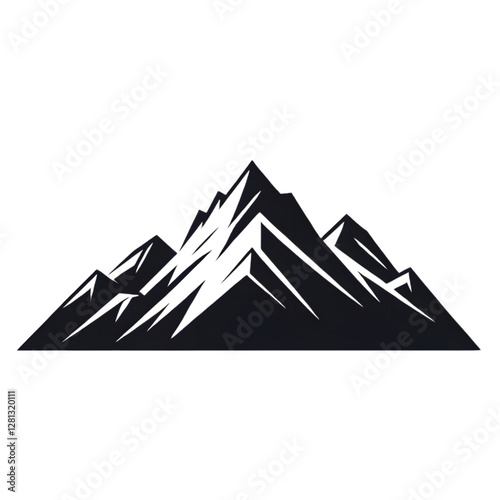 A vector illustration of a mountain silhouette set, featuring rugged grunge textures for a bold and artistic effect. photo