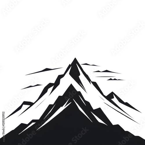 A vector illustration of a mountain silhouette set, featuring rugged grunge textures for a bold and artistic effect.