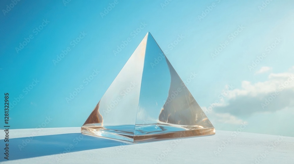 Obraz premium Glass Pyramid Against A Blue Sky Background