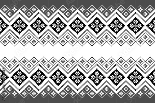 Pixel ethnic pattern. Traditional Ukrainian Cross-Stitch Embroidery. Ethnic oriental Pixel pattern background. Abstract,vector,illustration. Texture,clothing,frame,decoration,rug wallpaper, carpet