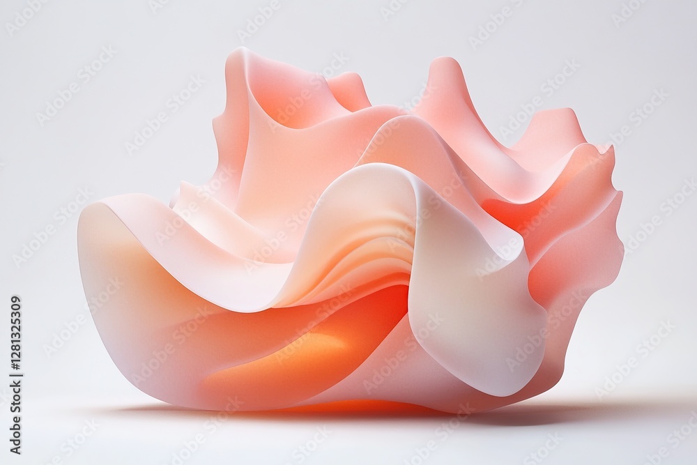 A soft, pink and orange gradient object with fluid shapes, resembling the texture of fabric A soft, pink and orange gradient object with fluid shapes, resembling the texture of fabric