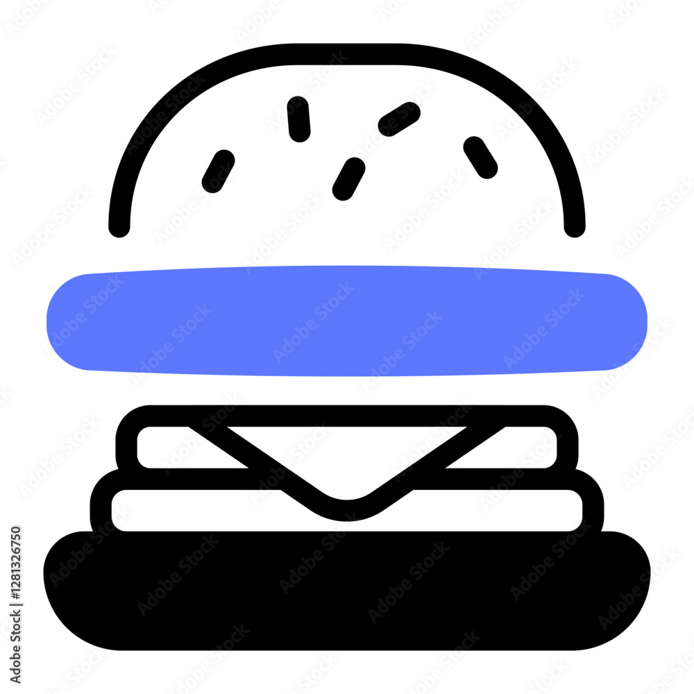 This Burger icon is suitable for Restaurant Menu, Food, etc
