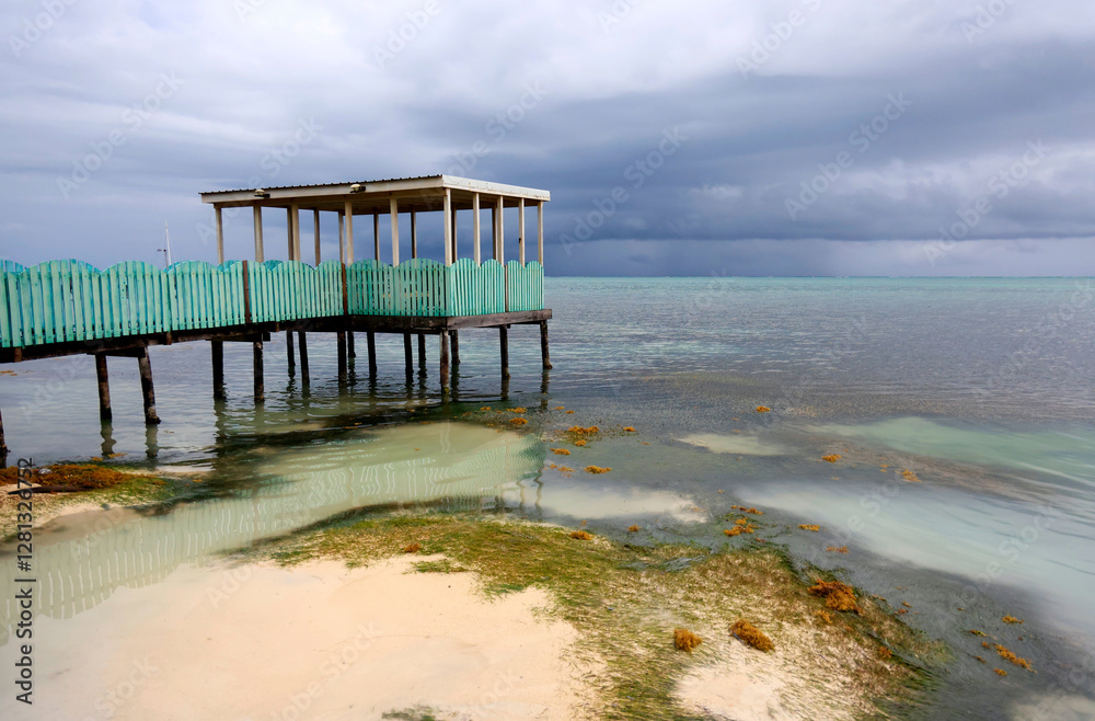 Caye Caulker beach before the storm, Belize Caye Caulker beach before the storm, Belize