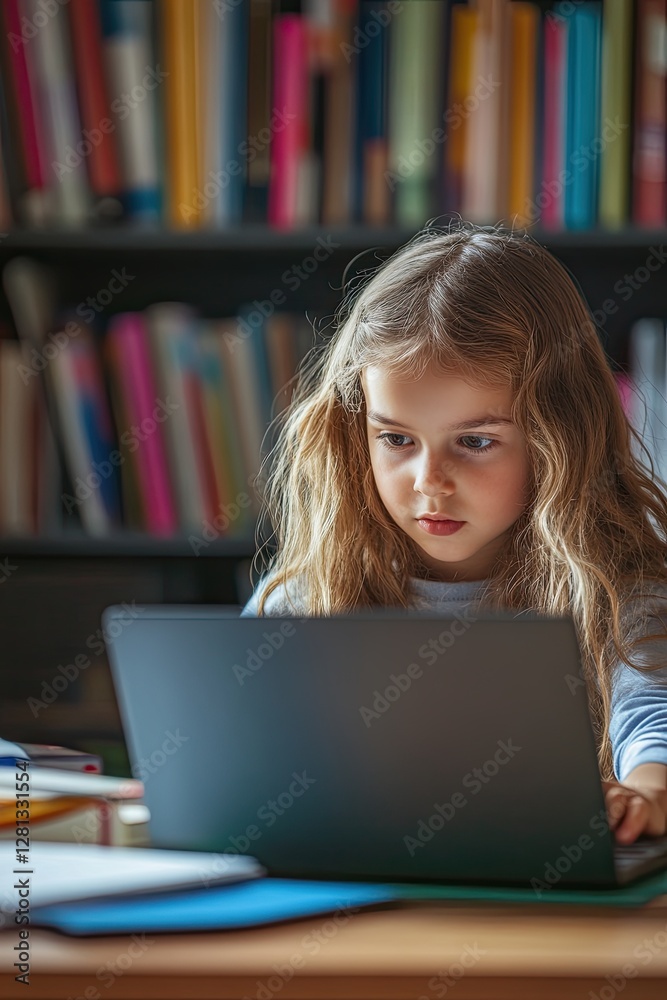 Young pretty student using e-learning on laptop or working remotely in home office using laptop. Young pretty student using e-learning on laptop or working remotely in home office using laptop.