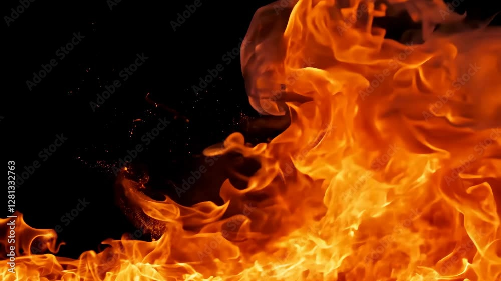 Ash Fire Burning Ember Fire Sparks and Smoke 4K