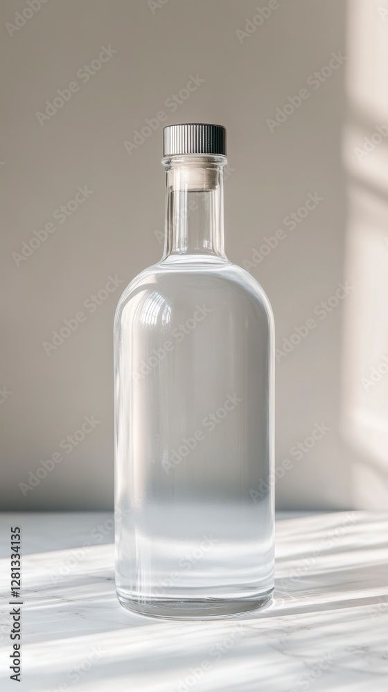 Sleek Minimalist Bottle for Premium Gin Display and Presentation Sleek Minimalist Bottle for Premium Gin Display and Presentation