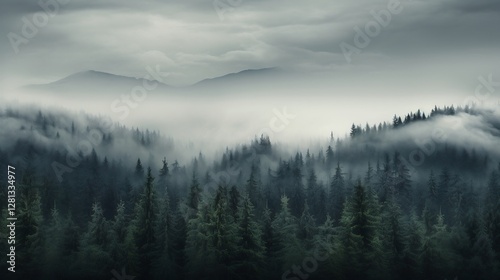 Misty Mountain Forest: A Serene Landscape