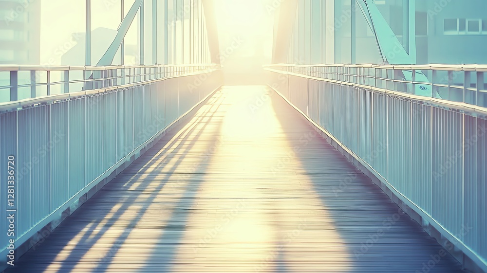 Fototapeta premium Bridge illuminated by morning sunlight.