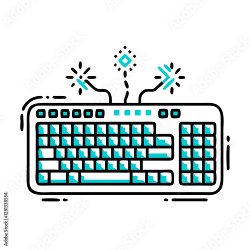 online educational games Glowing gaming keyboard icon in modern outline style