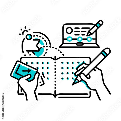online educational games Drawing and writing games for learning icon in modern outline style