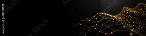 Sleek black digital background with dynamic gold geometric patterns, conveying intelligence and high-tech innovation for AI-driven businesses.