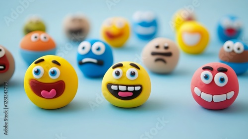 3D Clay-Style Emojis  Handmade polymer clay-style emoji designs. 