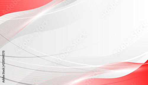 Abstract background with red and white wavy lines. Vector illustration.
