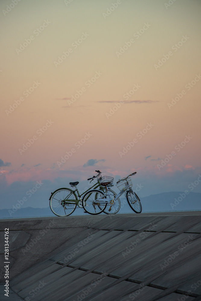 Obraz premium 夕暮れの自転車