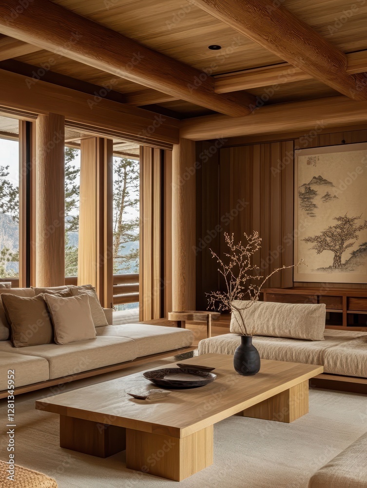 Fototapeta premium A cozy interior reveals an inviting space in the image