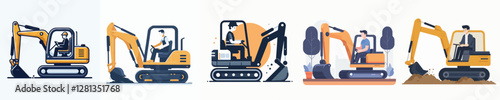 Vector of a person driving an excavator
