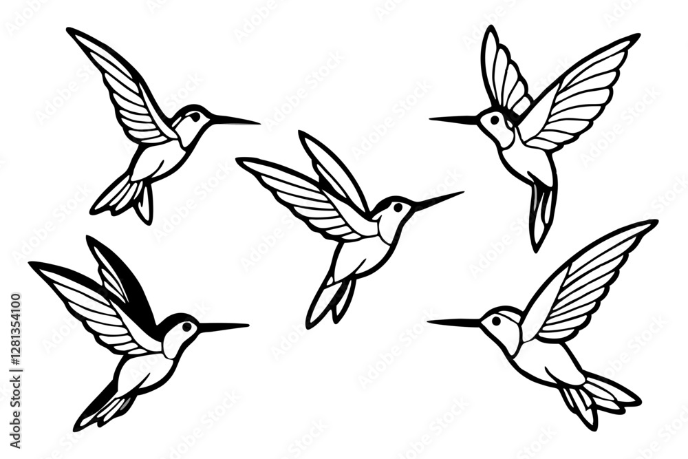 Obraz premium Elegant Hummingbird Vector Set