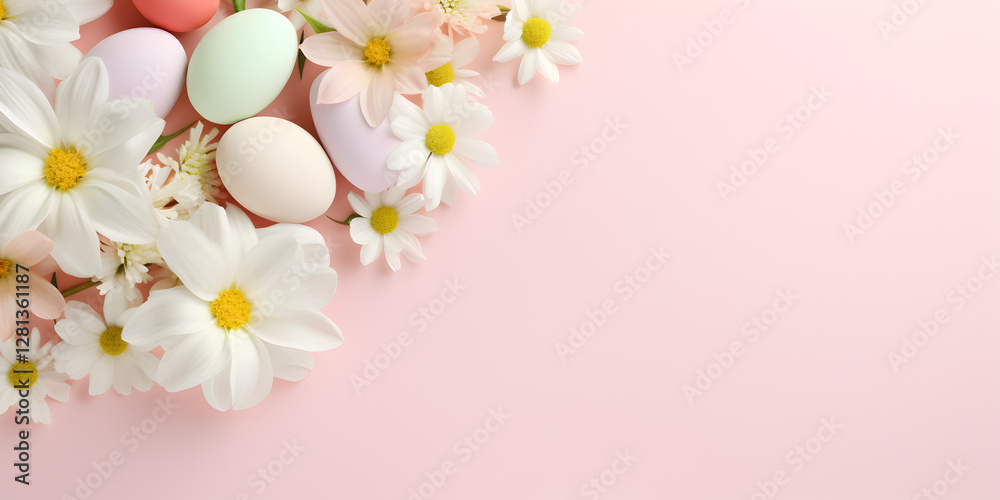 Obraz premium Abstract top view spring easter background with copy space for text