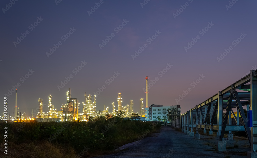 Oil refinery and plant and tower column of Petrochemistry industry in oil and gas industrial Oil refinery and plant and tower column of Petrochemistry industry in oil and gas industrial