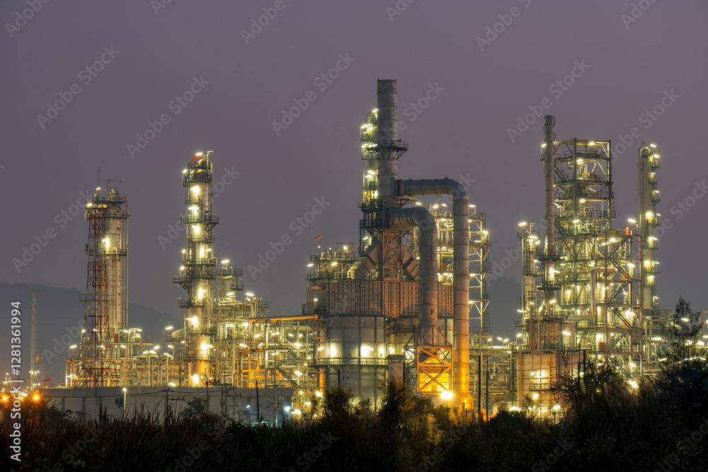 Oil​ refinery​ and​ plant and tower column of Petrochemistry industry in oil​ and​ gas​ ​industrial