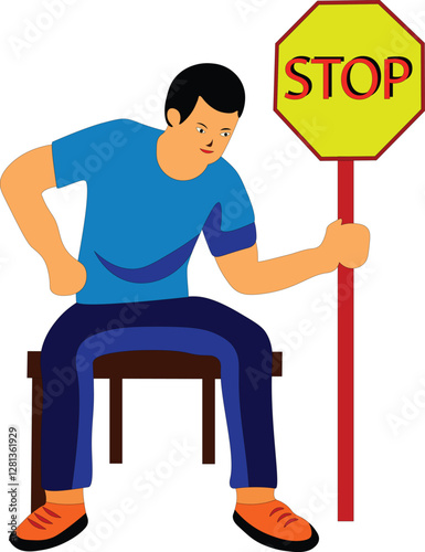 man character taking banner of stop board , say stop for pollution , crime for all type of irregular activity  drawing art illustration 