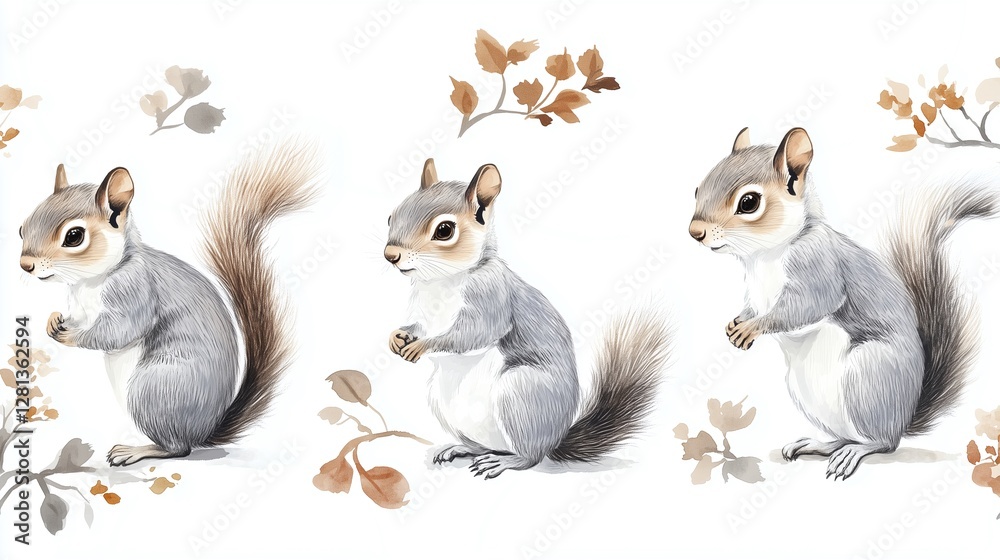 Naklejka premium illustration of Eastern Chipmunks on a solid color background