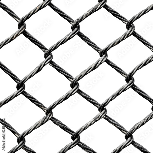 Close-up of Black Twisted Wire Mesh Fence Texture