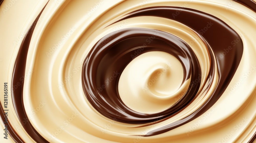 Creamy Swirl of Chocolate and Vanilla Dessert Mixture Close-Up Creamy Swirl of Chocolate and Vanilla Dessert Mixture Close-Up