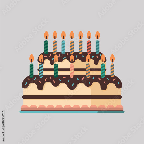 Big cartoon birthday cake vector illustration