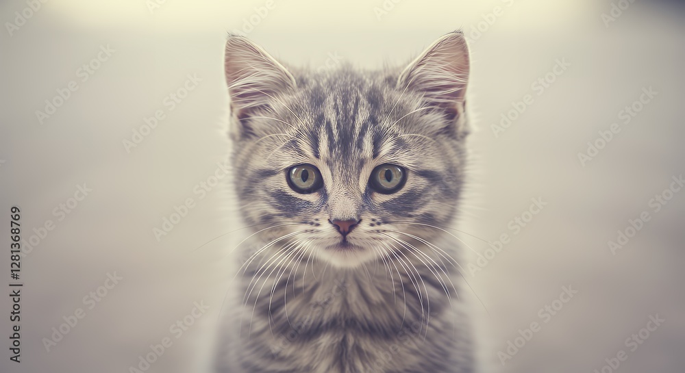 Adorable Gray Kitten Portrait with Striking Eyes and Soft Fur Adorable Gray Kitten Portrait with Striking Eyes and Soft Fur