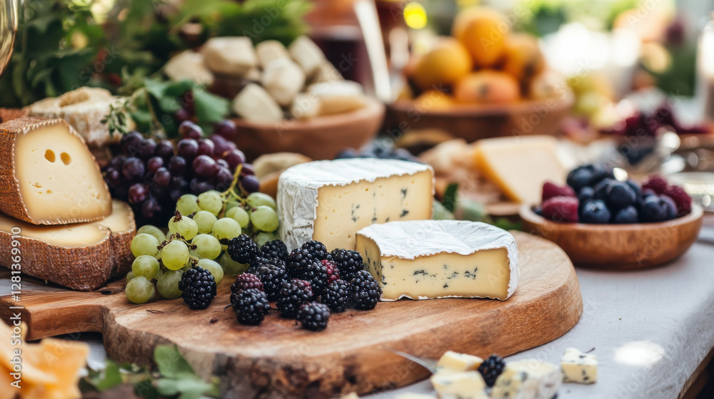 rustic table setting featuring variety of cheeses, fruits, and nuts creates delightful atmosphere for gatherings