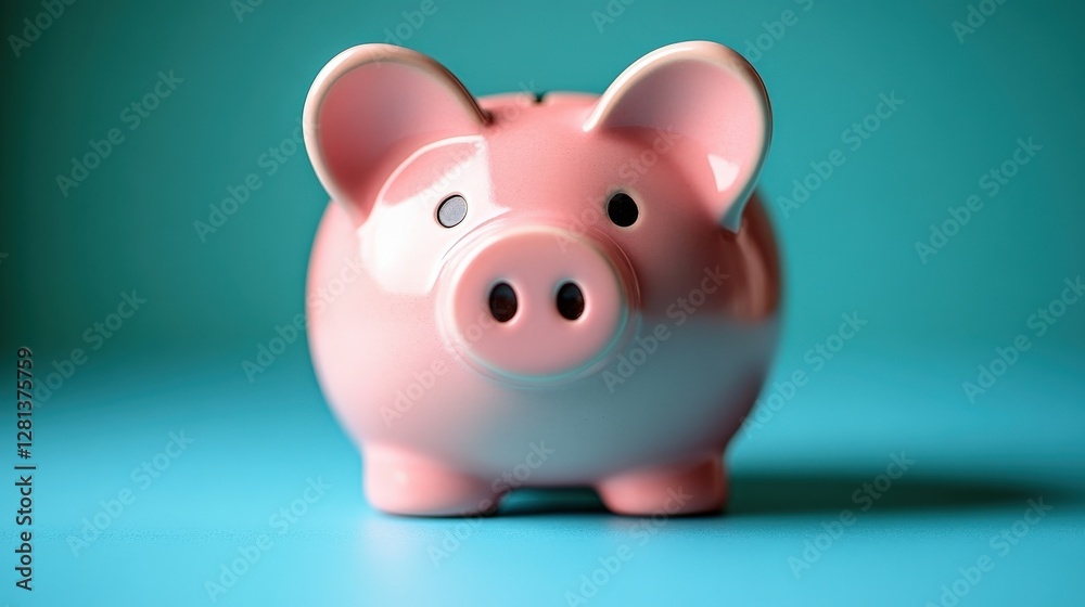 A close-up of a pink piggy bank on a vibrant blue background, symbolizing savings and financial planning A close-up of a pink piggy bank on a vibrant blue background, symbolizing savings and financial planning