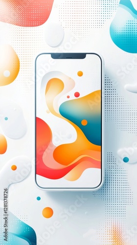 Vibrant smartphone design featuring colorful abstract shapes and gradient colors, perfect for modern technology themes. A creative touch for digital backgrounds.