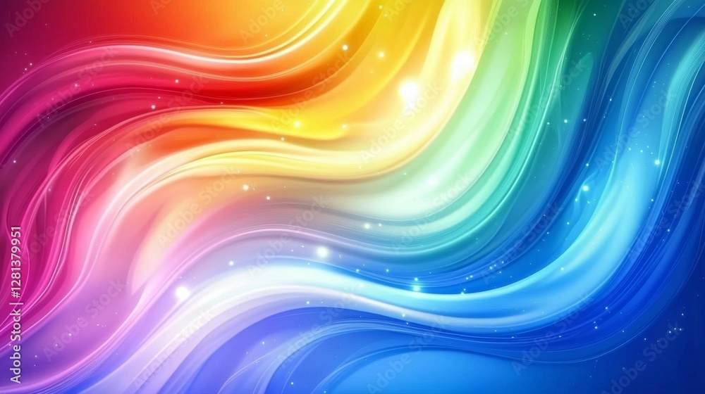 Obraz premium Colorful Flowing Waves in Bright Shades for Vibrant Art and Backgrounds, Perfect for Designs. Enjoy the Dance of Color in Smooth Lines and Light Patterns.