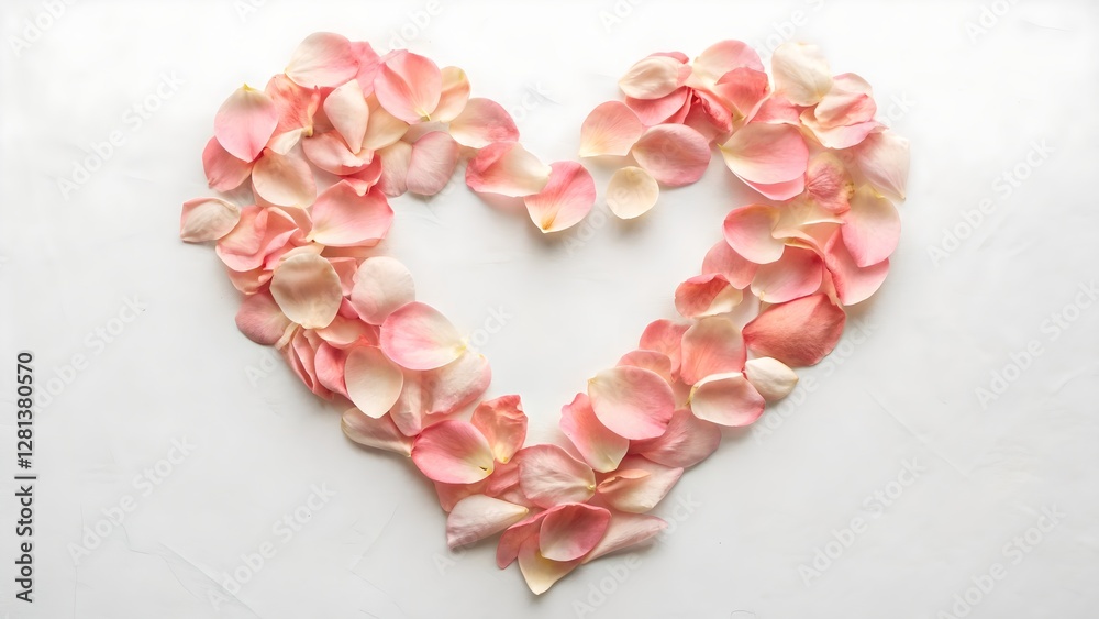 Minimalist Pink Rose Petals Heart Shaped Valentine