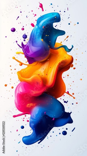 Vibrant and Colorful Paint Swirls Create a Stunning Visual Artwork. The Flow of Colors Captivates and Inspires. Celebrate Art with This Beautiful Piece.