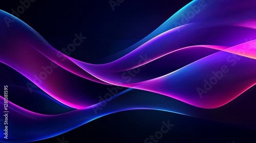 Vibrant waves of color dance in harmony, creating a stunning visual effect. This abstract image radiates energy and motion through its light and shadow.
