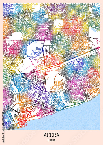 Wallpaper Mural Accra Ghana City Map, downtown tourism, house art travel, scenic metropolis concept, travel art city, patriotic abstract banner Torontodigital.ca