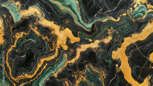 Elegant abstract background with stunning green and gold patterns. This image showcases a unique mix of colors. Perfect for modern design and art projects.