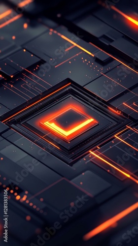 Futuristic Abstract Background with Glowing Lines and Geometric Shapes. A Dynamic Pattern of Dark and Bright Elements Creating Visual Interest and Depth.