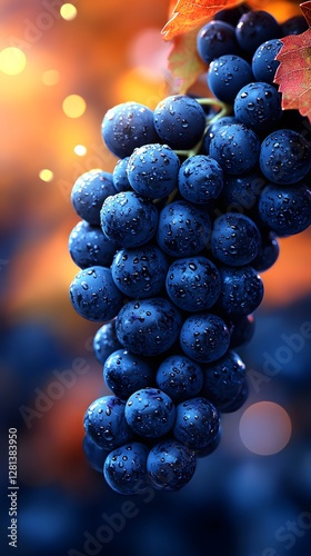Wallpaper Mural A beautiful cluster of ripe blue grapes with water droplets Torontodigital.ca