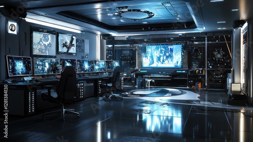 Futuristic Command Center: Advanced Technology and Strategic Operations