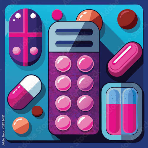Assorted Medications and Pills on White Background