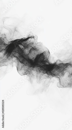 Elegant black smoke waves gracefully flow across a light background. The abstract design is perfect for art lovers and those seeking a touch of sophistication in their visuals.