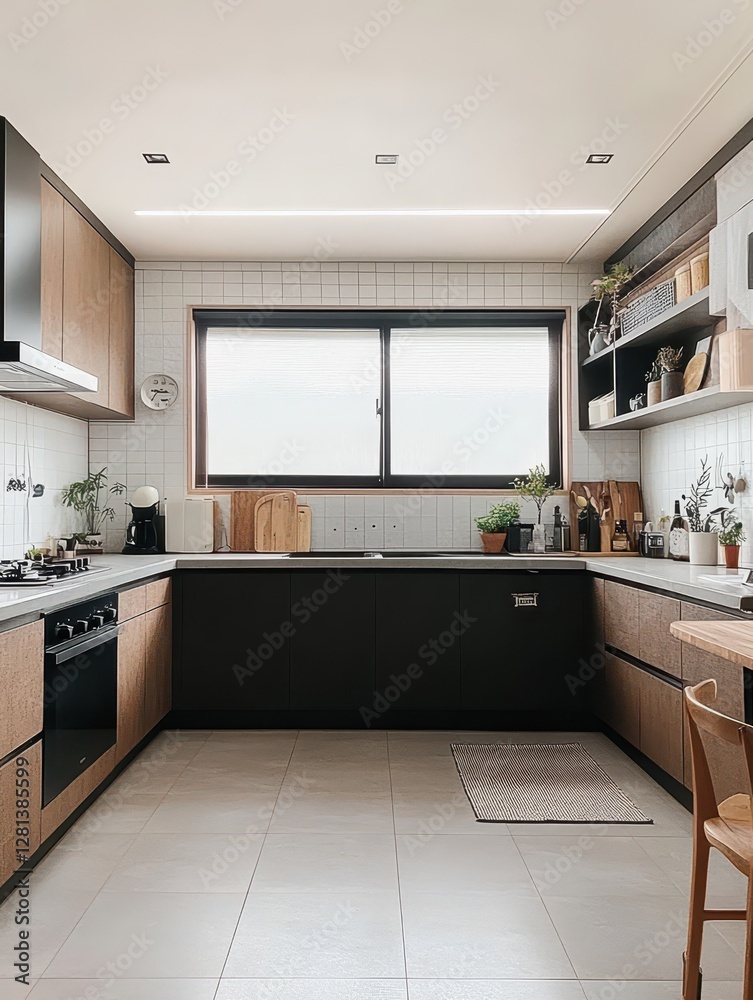 Fototapeta premium A modern kitchen with natural light and minimalist design