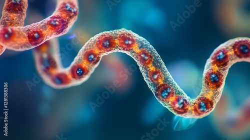 Vibrant Microscopic View of Trypanosoma brucei Parasite in Giemsa Stained Specimen photo