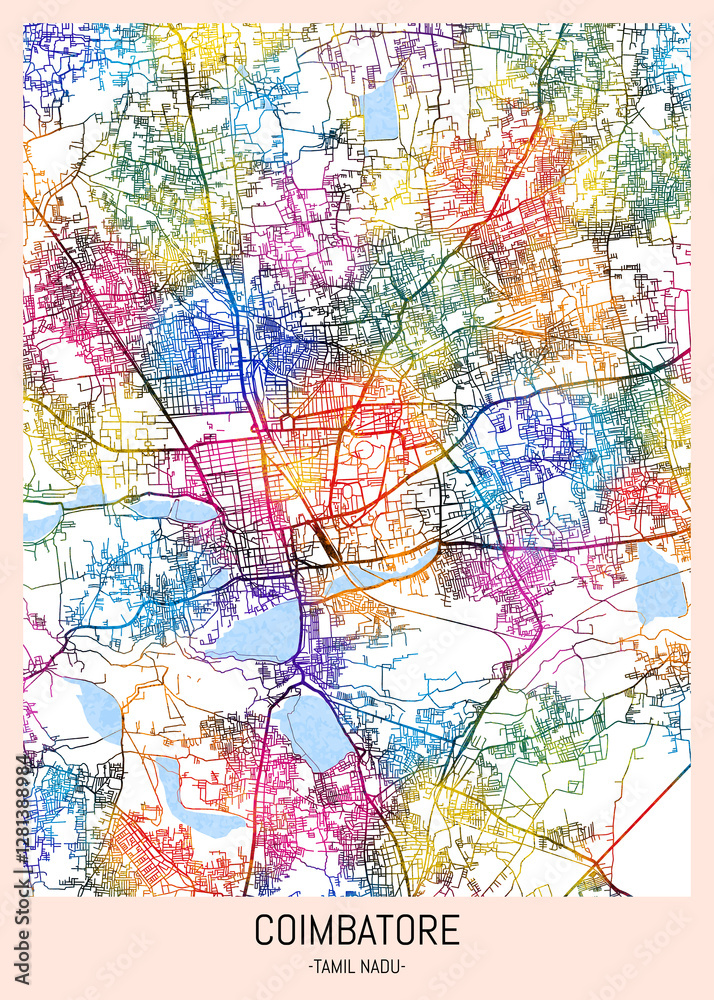 Coimbatore Tamil Nadu City Map, downtown tourism, house art travel, scenic metropolis concept, travel art city, patriotic abstract banner