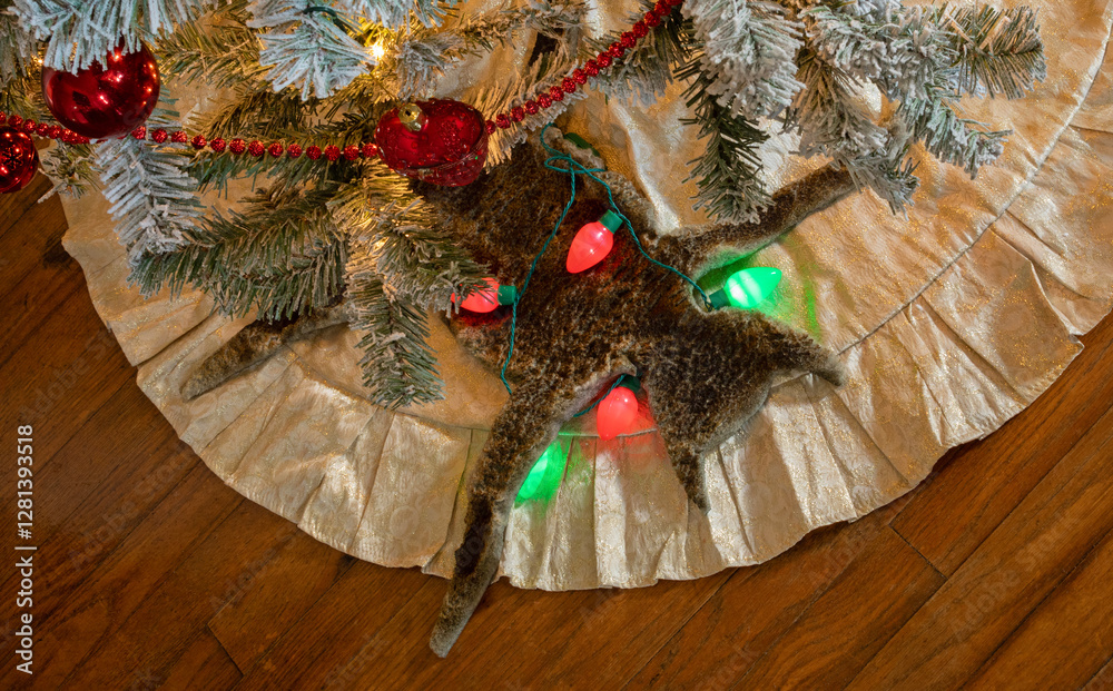 Fake cat furr that looks like it fried in Christmas lights