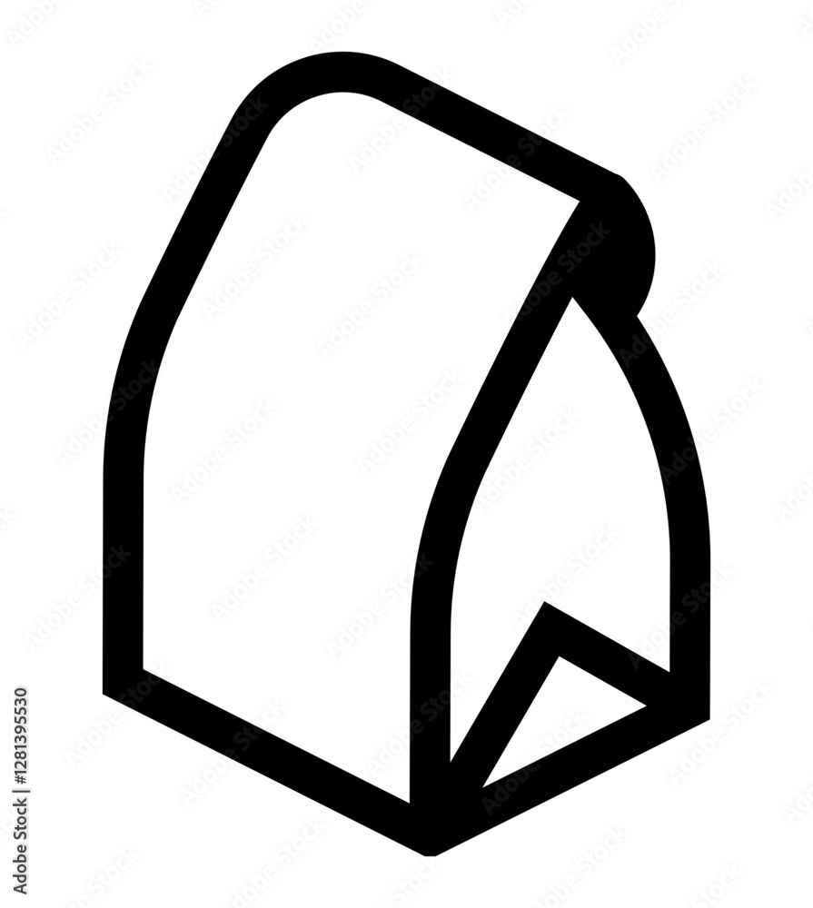 takeaway paper bag icon with a folded top symbolizing food delivery or packaging for takeout orders. takeaway paper bag icon with a folded top symbolizing food delivery or packaging for takeout orders.