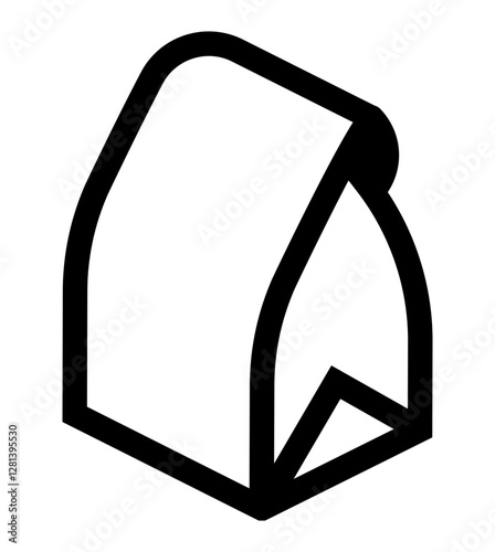 takeaway paper bag icon with a folded top symbolizing food delivery or packaging for takeout orders.